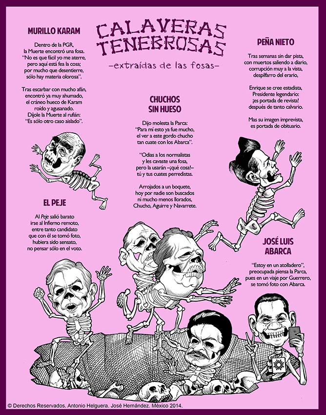 Calaveras tenebrosas extraídas de las fosas. Domingo 2 de noviembre de 2014